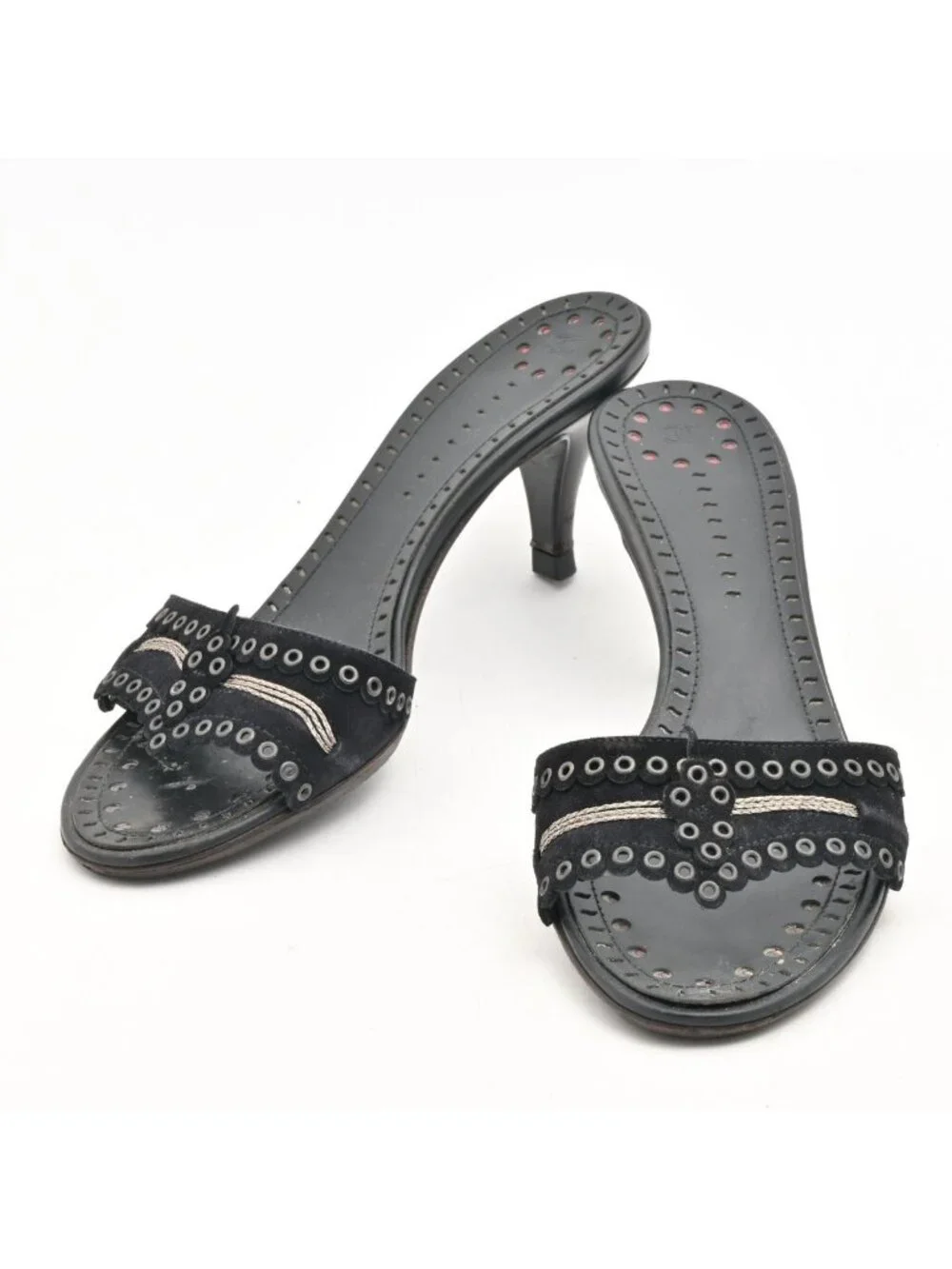 Chanel Mules Black Silver CC Logo